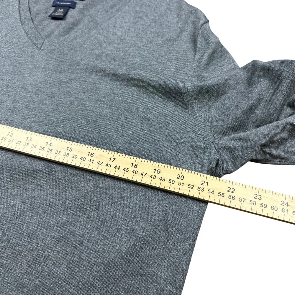 Banana Republic Luxury Blend Gray V-Neck Sweater Silk‎ Cotton Cashmere Mens L/T